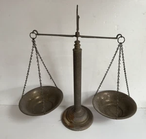 Vintage große Messing Waage Waage, 21 Zoll hoch, 8 Zoll Platten - Bild 1 von 14