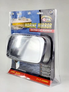 CIPA Marine Mirror 11050 20/20 Rearview Black Suction Cup 4”x 8” Convex - Picture 1 of 14