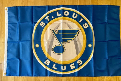 ST LOUIS BLUES-3’x5’ Deluxe Outdoor Flag-Navy Blue Alt Logo-NHL-SHIPS FAST! Cover