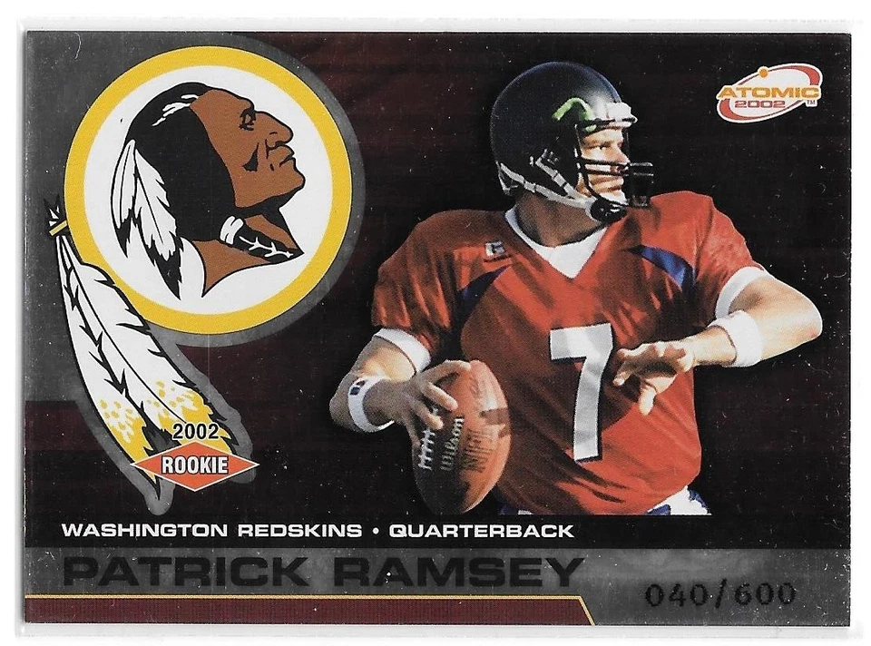 PATRICK RAMSEY ROOKIE SERIAL /600 2002 PACIFIC ATOMIC 119 WASH REDSKINS TULANE - Image 1 of 1