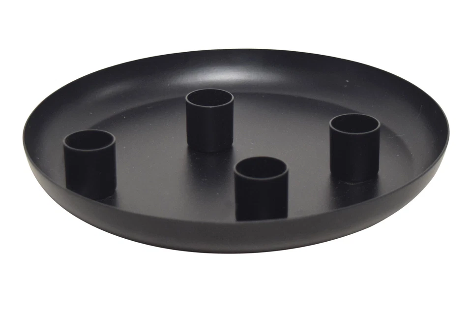 Tablett mit Stabkerzenhalter schwarz | Tablett Kerzentablett Adventskranz | 22cm - Bild 1 von 1