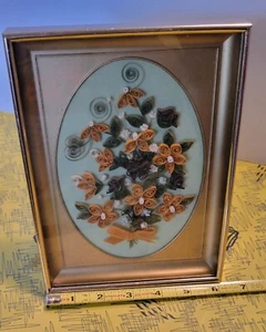 Vintage 3D 80s Paper Art Quilling Flowers Floral Picture. Please see photos. - Picture 1 of 17