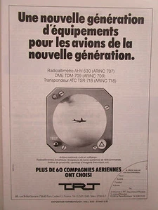 8/1980 PUB TRT RADIOALTIMETRE DME TRANSPONDEUR 60 AIRLINES FRENCH AD - Picture 1 of 1