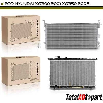 2 piezas radiador y condensador de aire acondicionado para Hyundai XG300 2001 V6 3,0 L XG350 2002 V6 3,5 L Foto 1 de 4