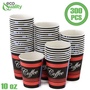 10oz Design Coffee Cups Hot Cold Drinks Disposable Hot Beverage BPA Free 300pcs - Picture 1 of 4