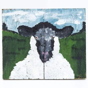 Rand the Sheep | 10,75 X 9 | Lienzo de madera antiguo | El ático pintado - Imagen 1 de 4