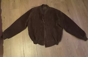 Brown Suede Bomber Jacket Vintage Mens - Picture 1 of 3
