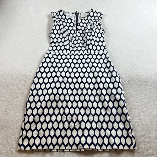 Abito Kate Spade Limone Taglia 2 Donna Blu Bianco Tubino Scollo V Senza Maniche Lusso