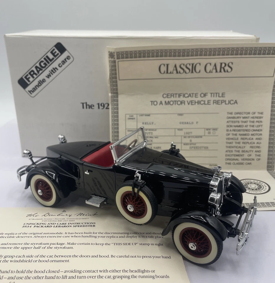 Modelo de coche fundido a presión Danbury Mint 1927 Stutz Black Hawk escala 1:24 caja abierta Foto 1 de 4