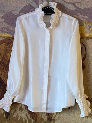 Новый Guglielminotti Milano шелк это 42 США 4-6 с белая блузка рубашка с длинным рукавом - Изображение 1 из 4