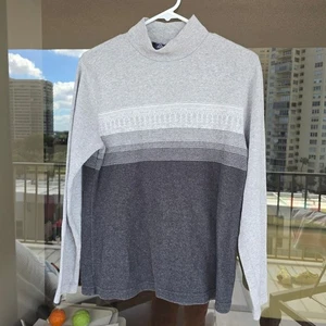 Lands End Damen Pullover mit Stehkragen grau ombre abgestufte Streifen Größe S - Bild 1 von 7