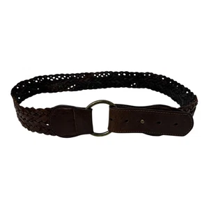 VINCE. Braun Leder geflochten geflochten Gürtel M/L Messing Ring Schnalle 43" verstellbar - Bild 1 von 11