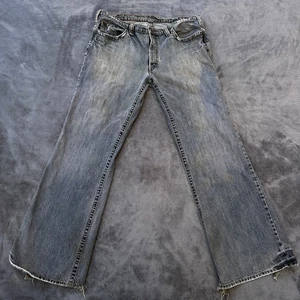 Silver Jeans Nash Jeans Mens 38x33 Blue Distressed Denim Straight Leg Button Fly - Picture 1 of 16
