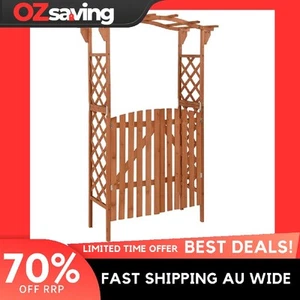 wooden pergola garden arch outdoor decor size 116x40x204 color brown 6389 - Picture 1 of 6