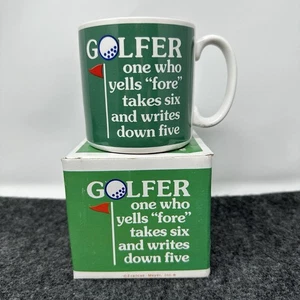 Frances Meyer Vintage 1995 Golf Coffee Mug w/ Box Golfer FORE Novelty Funny - Picture 1 of 8