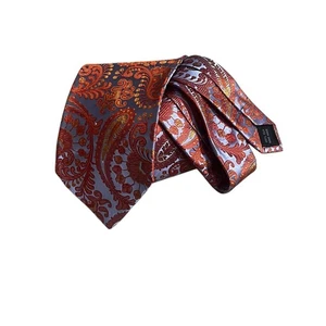 Corbata Massimo Ferre Paisley Azul Naranja 100% Seda Hecha a Mano.  - Imagen 1 de 4