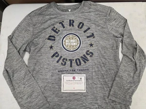 Detroit Pistons "Hoops For Troops" L/S Player Issued 2024/25 Warm Up Shirt - Picture 1 of 2