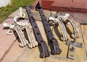Salvaged Iron Window Latches & Stays. Fluted with scroll-shaped ends. - Picture 1 of 20