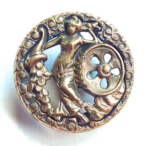 Antiker durchbohrter Messing Bild Knopf ~ Fortuna römische Glücksgöttin & Zufall - Bild 1 von 4