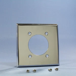 Cooper #68 2 velocidades toma de corriente 2,15" agujero acero cromado placa de pared cubierta montaje en caja - Imagen 1 de 4