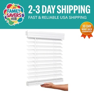 Elegant Cordless 2-Inch Faux Wood Blinds - Bright White 22” x 36” - Picture 1 of 11