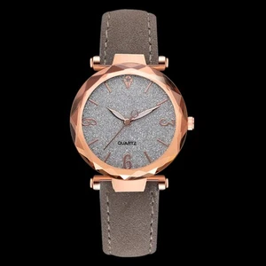 Elegante Frauen PU Lederband Quarz Uhr Runde Zifferblatt Legierung Armbanduh FOY - Zdjęcie 1 z 29