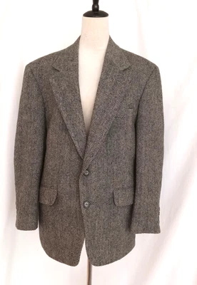 Chaqueta Blazer Vintage Nordstrom Harris Tweed Para Hombres 41 Corta Lana Espiga Gris Foto 1 de 4