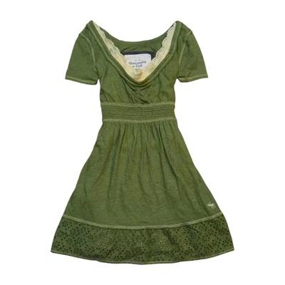 Babydoll Henley Empire de Colección Abercrombie & Fitch Verde Fluido Manga Corta XS Foto 1 de 4