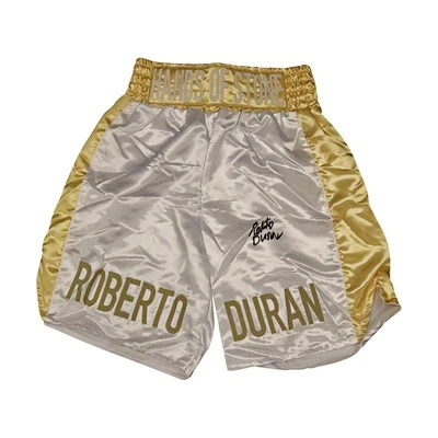 Roberto Duran Boxer Autografiado Firmado Estilo Profesional Baúles Blancos (JSA COA) Foto 1 de 4