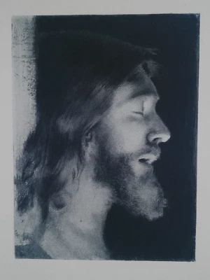 Hermoso grabado antiguo victoriano cristiano aliento perfil Jesucristo años 1870 Foto 1 de 4