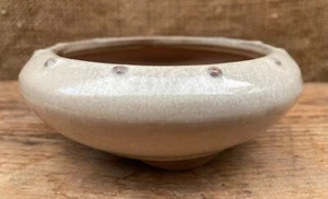 White Glazed Round Bonsai Pot 12.5x4.5cm - Picture 1 of 2