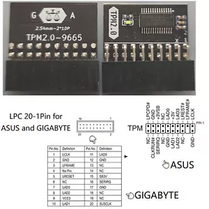 für Gigabyte ASUS 20-1 Pin 10P TPM2.0 Modul TPM GA 20-1 Pin Sicherheitsmodul