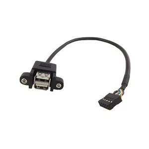 1x Dual USB 2.0 A Female Panel Mount To Motherboard 10 Pin Female Header Cable - Picture 1 of 6