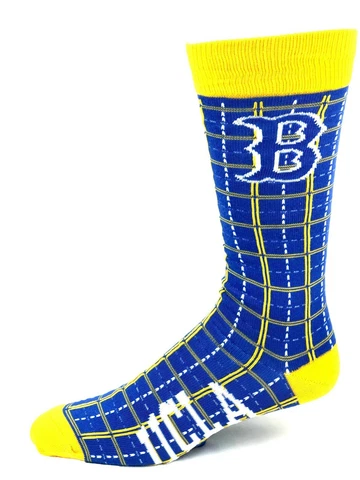 UCLA Bruins Blue Crew Socks Gold and White Plaid Cover