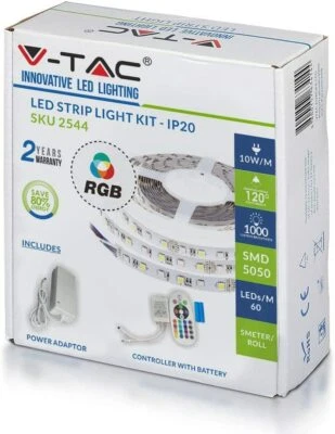 STRISCIA LED RGB COMPLETO 1000Lm/mt 5 METRI COMPLETA DI ALIMENTATORE,CENTRALINA  - Immagine 1 di 3