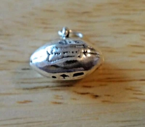 Sterling Silber 3D 11x15x8mm Massiv Fußball Ball Charm - Bild 1 von 4