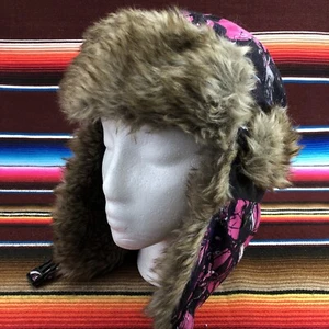 Hot Shot Womens Trapper Hat Faux Fur Thinsulate Lined Cap Pink Camo Earflap - Picture 1 of 11