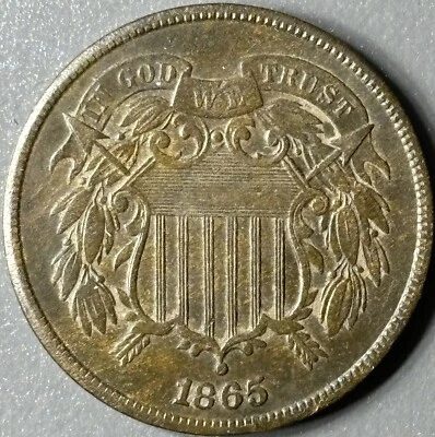 1865 2¢ Two Cent - Raw Uncirculated - See Pictures - Image 1 of 3