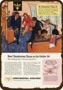 1961 CONTINENTAL Airlines Rendezvous Room Vin-Look DECORATIVE REPLICA METAL SIGN - Picture 1 of 1