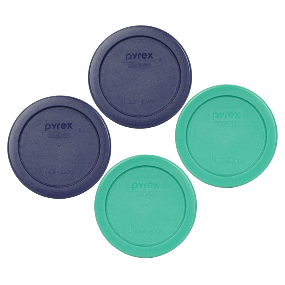 PYREX 7202-pc 1 Cup Blue Round Plastic Lid Cover 5pk for Glass Bowl