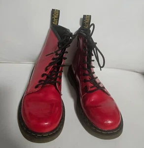 Mädchen DR. MARTEN'S Delaney rote Lack-, Entleder Stiefeletten, Größe: 2B - Bild 1 von 5