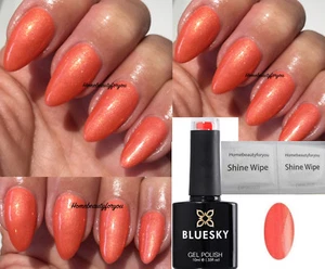 BLUESKY GEL NAIL POLISH CORAL ORANGE / GOLD SHIMMER CS36 NAIL UV LED SOAK OFF - Picture 1 of 3