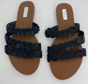 Qupid schwarze geflochtene Riemen Sommersandalen - Bild 1 von 3