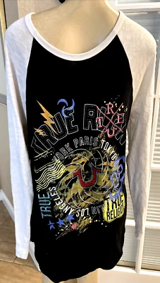 True Religion Embroidery Horseshoe Logo Long Sleeve Shirt  Jersey Style Sz M bhc - Image 1 of 4