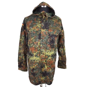 German Bundeswehr Flecktarn Camo Military Parka Jacket GR12 L Tall Hood Woodland - Picture 1 of 15