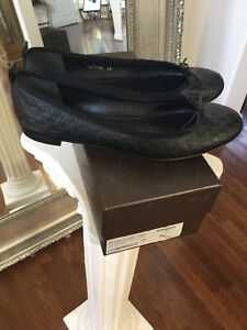 Gucci GG Monogram Ballet Flats Black Sz 40 w/Box & Dust bag