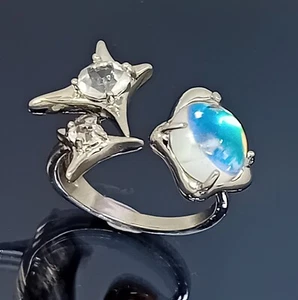 18K White Gold Filled Stunning Italian Simulated Gem Star 18ct GF Ring SZ 8 - Picture 1 of 17