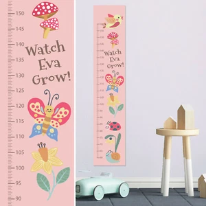 Personalised Cute Butterfly Ladybug Girls Animals Growth Height Measure Chart - Picture 1 of 8