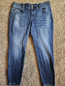 KanCan Skinny Jeans Women's Plus 22 Dark Wash Blue Stretch Denim High Rise Pants - Picture 1 of 9