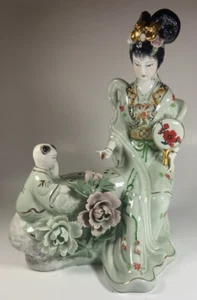 Asiatische Geisha Mädchen & Kind Figur Statue Vintage Porzellan - Bild 1 von 10